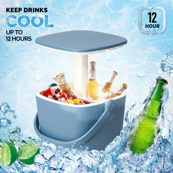 Outdoor Cooler Table – 4-Gallon Portable Ice Chest with Handle, Bottle Opener & Lift-Top Lid