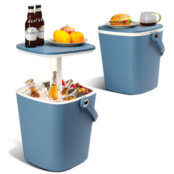 Outdoor Cooler Table – 4-Gallon Portable Ice Chest with Handle, Bottle Opener & Lift-Top Lid