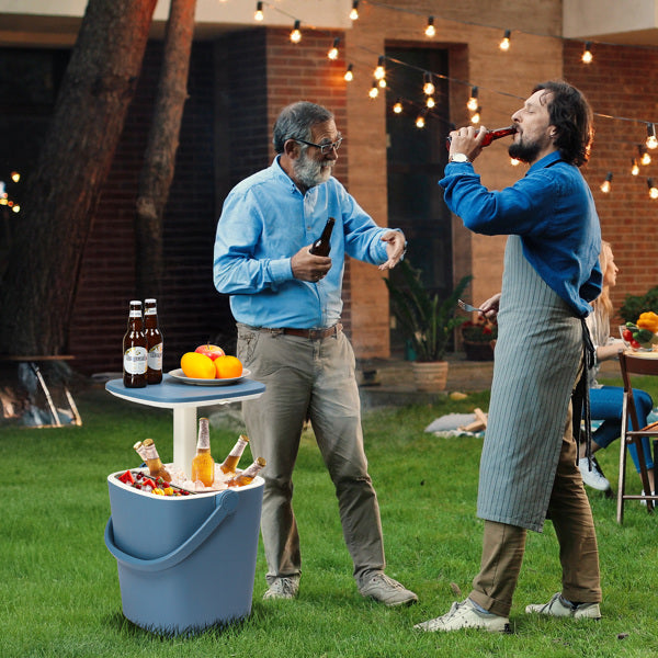 Outdoor Cooler Table – 4-Gallon Portable Ice Chest with Handle, Bottle Opener & Lift-Top Lid