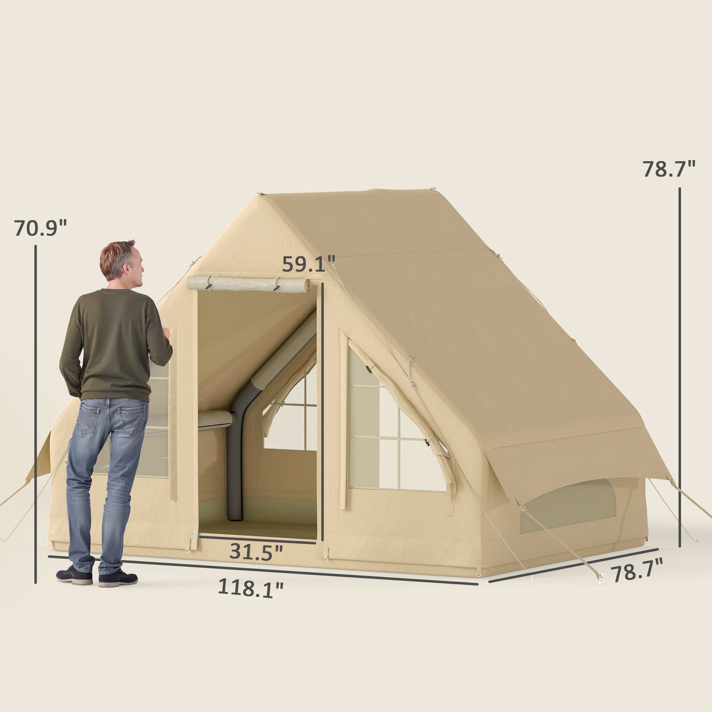 Inflatable 4 Season Camping Tent – Waterproof & Windproof with Hand Pump